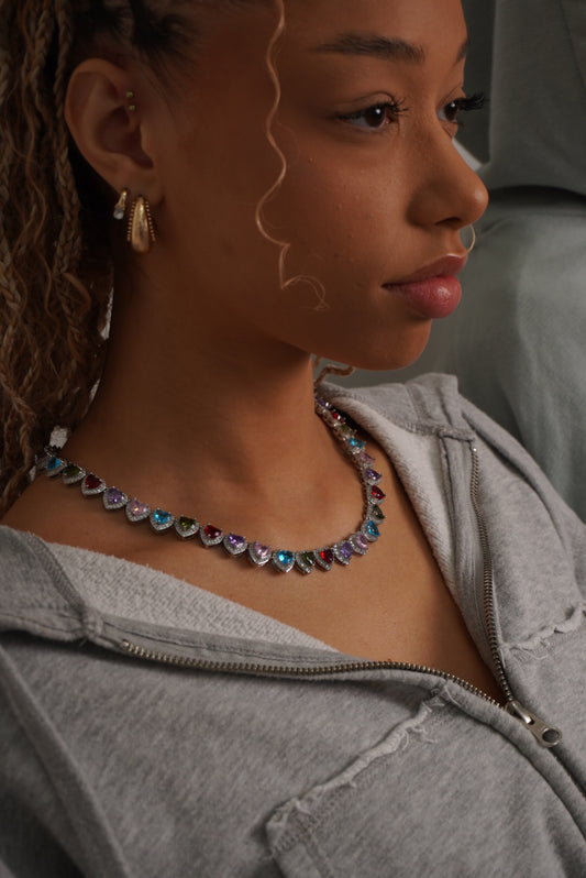 DB Colourful Heart Clustered Tennis Chain