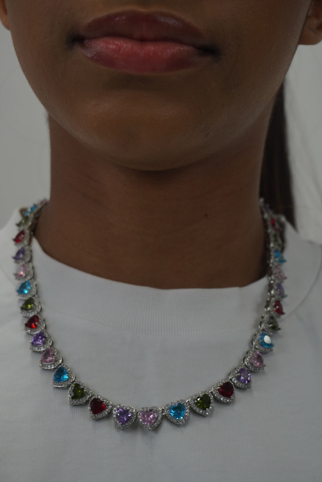 DB Colourful Heart Clustered Tennis Chain